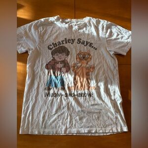 Charlie says meow M, cartoon T-shirt, cat T-shirt